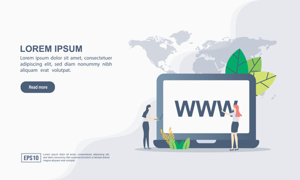 Vector illustration of registration & domain name concept with "domain" web and website hosting icon