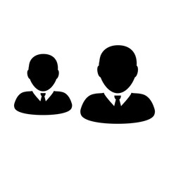 Teamwork icon vector male group of persons symbol avatar for business team management in flat color glyph pictogram illustration