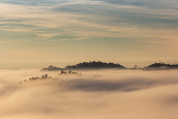 Beautiful Sunrise and the mist at Khao Kho, Phetchabun Province, Thailand.
