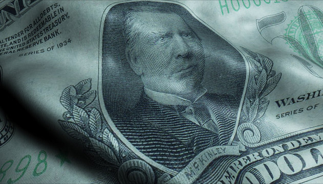 US President William Mckinley, Crumpled Five Hundred Dollar Bill Obverse