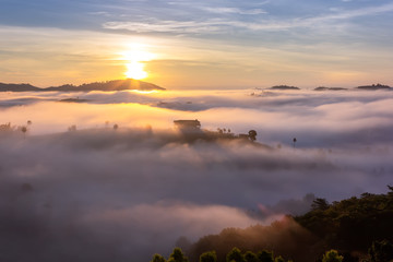 Beautiful accommodation in the middle of the mist at Khao Kho, Phetchabun Province, Thailand.