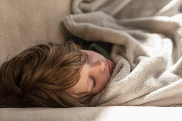 portrait of sleeping 5 year old boy
