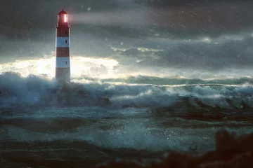 Fototapeten Leuchtturm im Sturm © lassedesignen