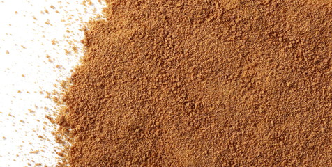 coconut palm sugar isolated on white, top view 