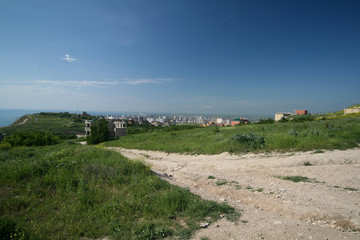Fototapeta na wymiar View of the city of Anapa and the Black sea, Russia.