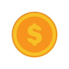 Coin vector icon, yellow gold money symbol. Flat vector illustration.
