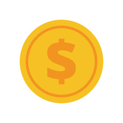 Coin vector icon, yellow gold money symbol. Flat vector illustration.