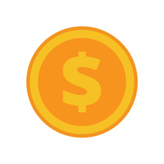 Coin vector icon, yellow gold money symbol. Flat vector illustration.