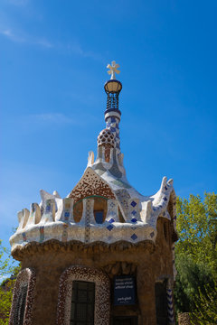 View on the administration lodge in Park Güell, Barcelona, Spain - Image