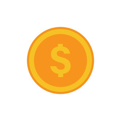 Coin vector icon, yellow gold money symbol. Flat vector illustration.