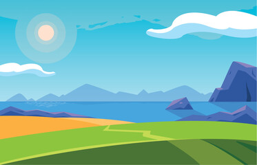 landscape with lake scene icon