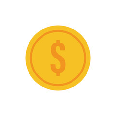 Coin vector icon, yellow gold money symbol. Flat vector illustration.