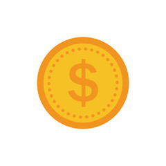 Coin vector icon, yellow gold money symbol. Flat vector illustration.