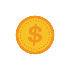 Coin vector icon, yellow gold money symbol. Flat vector illustration.