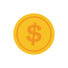 Coin vector icon, yellow gold money symbol. Flat vector illustration.