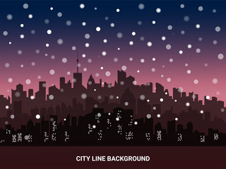 Decorative horizontal morning landscape of modern city