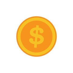 Coin vector icon, yellow gold money symbol. Flat vector illustration.