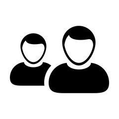 Leader icon vector male group of persons symbol avatar for business management team in flat color glyph pictogram illustration