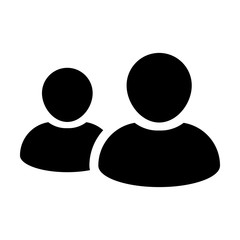 Teamwork icon vector male group of persons symbol avatar for business management team in flat color glyph pictogram illustration