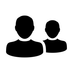 Hr icon vector male group of persons symbol avatar for business management team in flat color glyph pictogram illustration