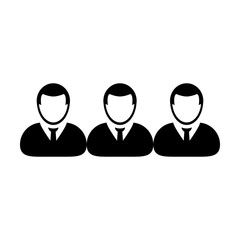 Social network icon vector male group of persons symbol avatar for business management team in flat color glyph pictogram illustration