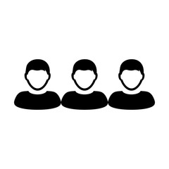 People icon vector male group of persons symbol avatar for business management team in flat color glyph pictogram illustration