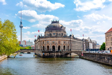 Fototapeta premium Bode museum on Museum island with TV tower at background, Berlin, Germany