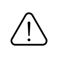 Alert sign vector icon, warning and exclamation symbol. Triangle with rounded borders and exclamation mark.