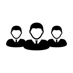 Partnership icon vector male group of persons symbol avatar for business management team in flat color glyph pictogram illustration