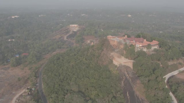 Pajaka kshetra pilgrimage place near Udupi, India, 4k aerial ungraded/flat