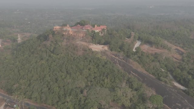 Pajaka kshetra pilgrimage place near Udupi, India, 4k aerial ungraded/flat