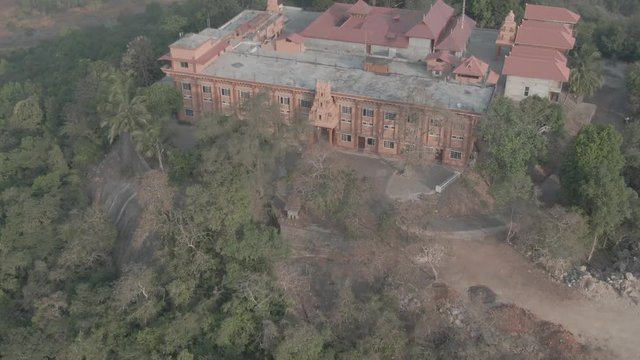 Pajaka kshetra pilgrimage place near Udupi, India, 4k aerial ungraded/flat