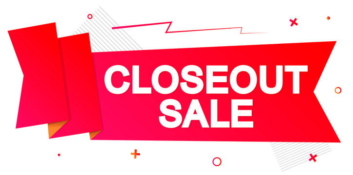 Closeout Sale, promotion tag design template, discount banner, app icon, vector illustration