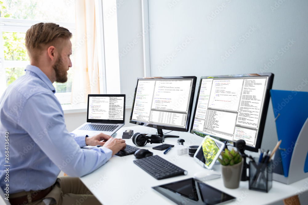 Poster Software developer working in office