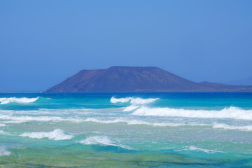 Fototapeta premium View on the Island Lobos from Corralejo, Fuerteventura.