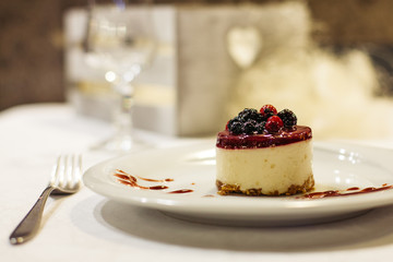 Delicious dessert in a restaurant
