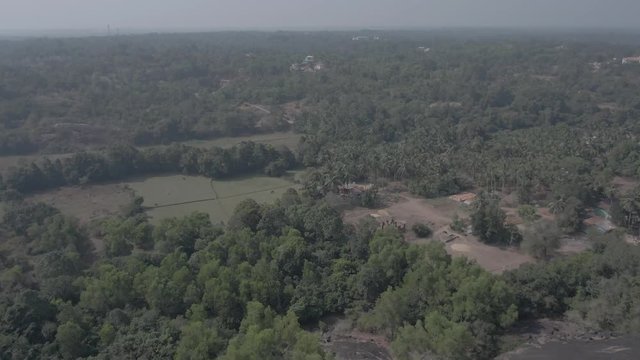 Pajaka kshetra pilgrimage place near Udupi, India, 4k aerial ungraded/flat