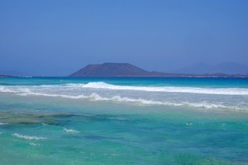 View on the Island Lobos from Corralejo, Fuerteventura.