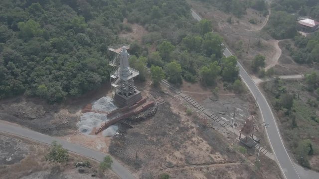 Pajaka kshetra pilgrimage place near Udupi, India, 4k aerial ungraded/flat