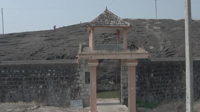 Pajaka kshetra pilgrimage place near Udupi, India, 4k aerial ungraded/flat