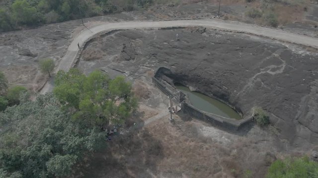 Pajaka kshetra pilgrimage place near Udupi, India, 4k aerial ungraded/flat