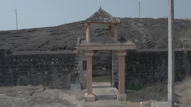 Pajaka kshetra pilgrimage place near Udupi, India, 4k aerial ungraded/flat