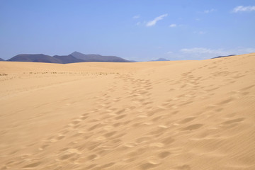 Sand Dunes in National Park Corralejo, Fuerteventura.