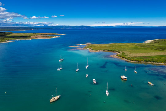 Aerial shot of Kuje lagoon, Ližnjan, Istria, Croatia