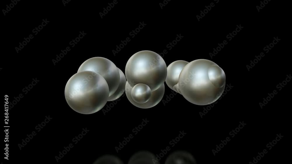 Poster 3d rendering, animation of many metal balls in space. the idea of unity and diversity.
