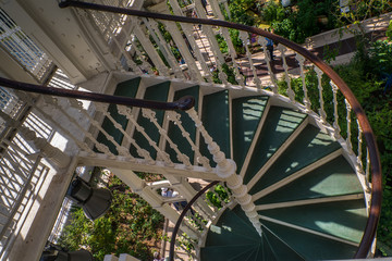 A Spiral staircase in the flower garden