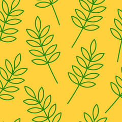 Vector leaf seamless pattern with yellow background