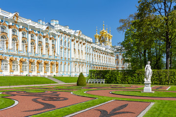 Catherine palace and park in Tsarskoe Selo (Pushkin), St. Petersburg, Russia