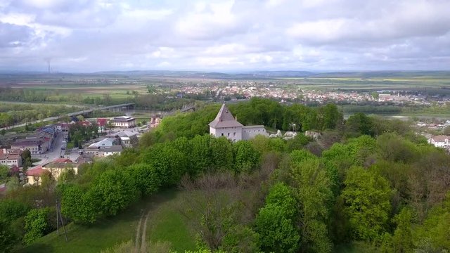 Aerial view of town of Halych, old Ukrainian capital in Ivano-Frankivsk region, Ukraine.