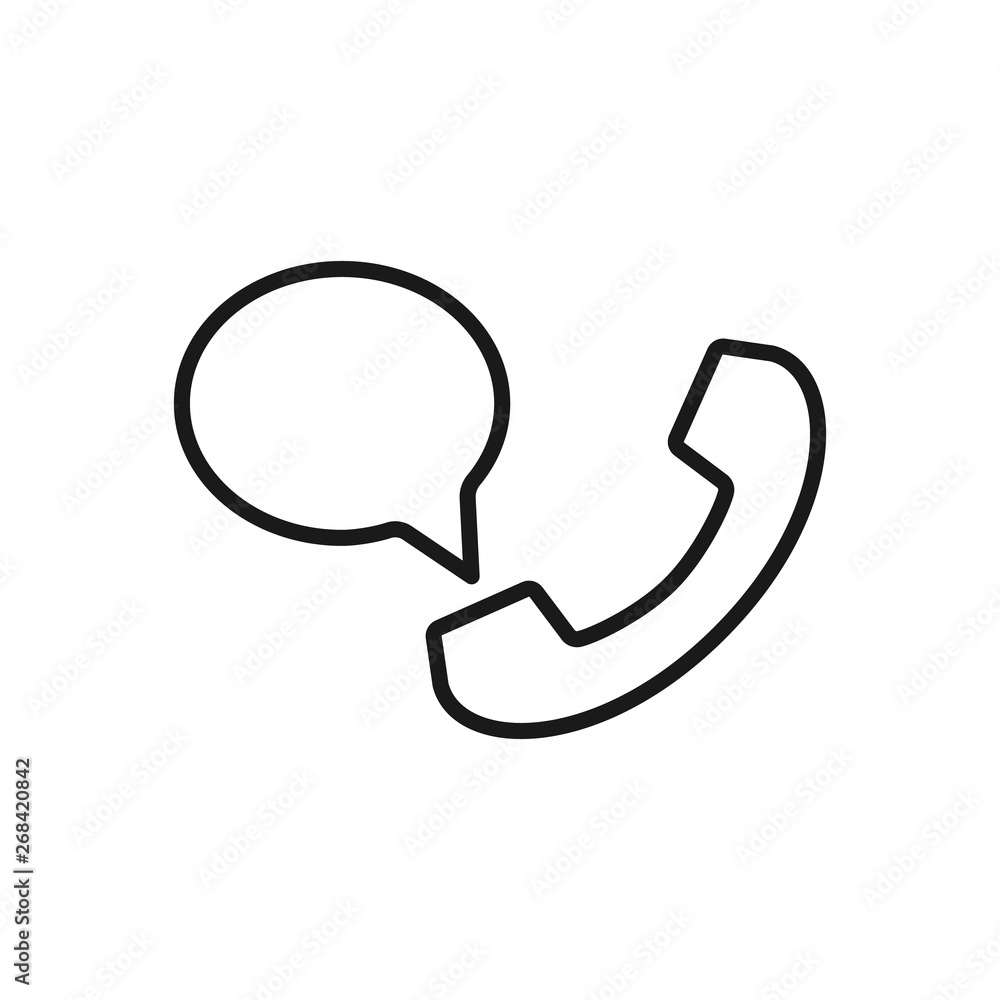 Poster phone icon with speech bubble in line style. call icon with chat bubble icon vector illustration. te